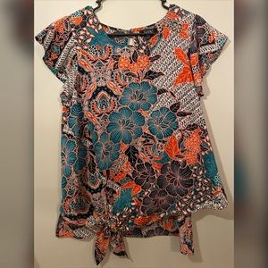 RACHEL Rachel Roy Floral Flowy High Low Asymmetrical Blouse, Women’s Size Medium